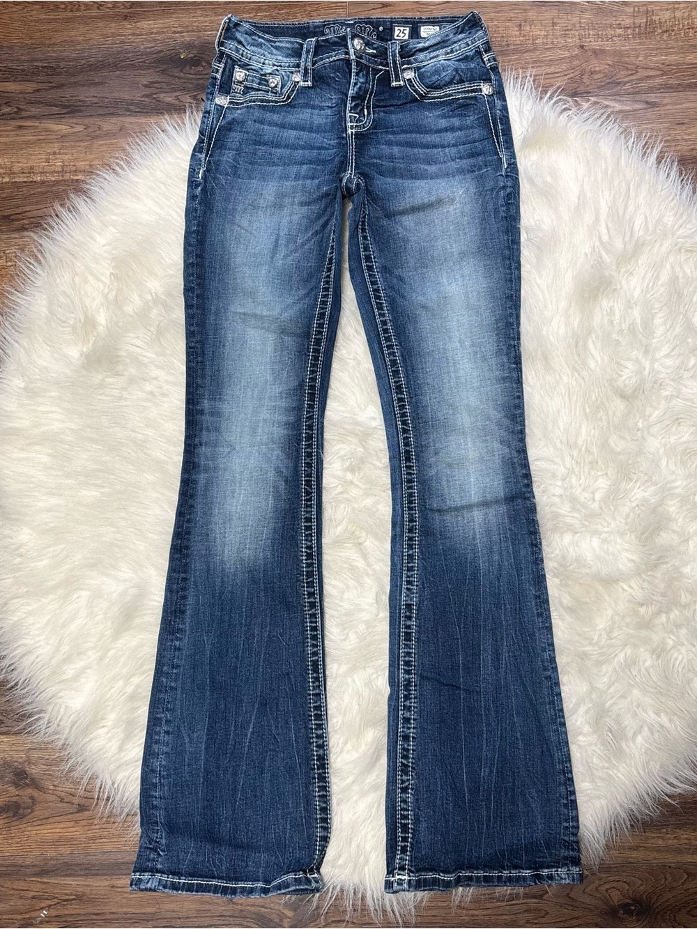 Miss Me Medium Wash Bootcut Bedazzled Jeans size 25